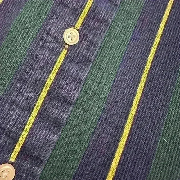 Vintage Tommy Hilfiger Vertical Stripe Button Down Shirt Green‎ White Yellow XL - Picture 7 of 9